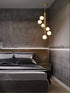 Modern Gold Chandelier Spiral Glass Globe Chandelier